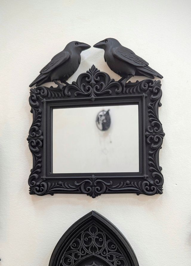 Espelho Corvos Gótico Preto