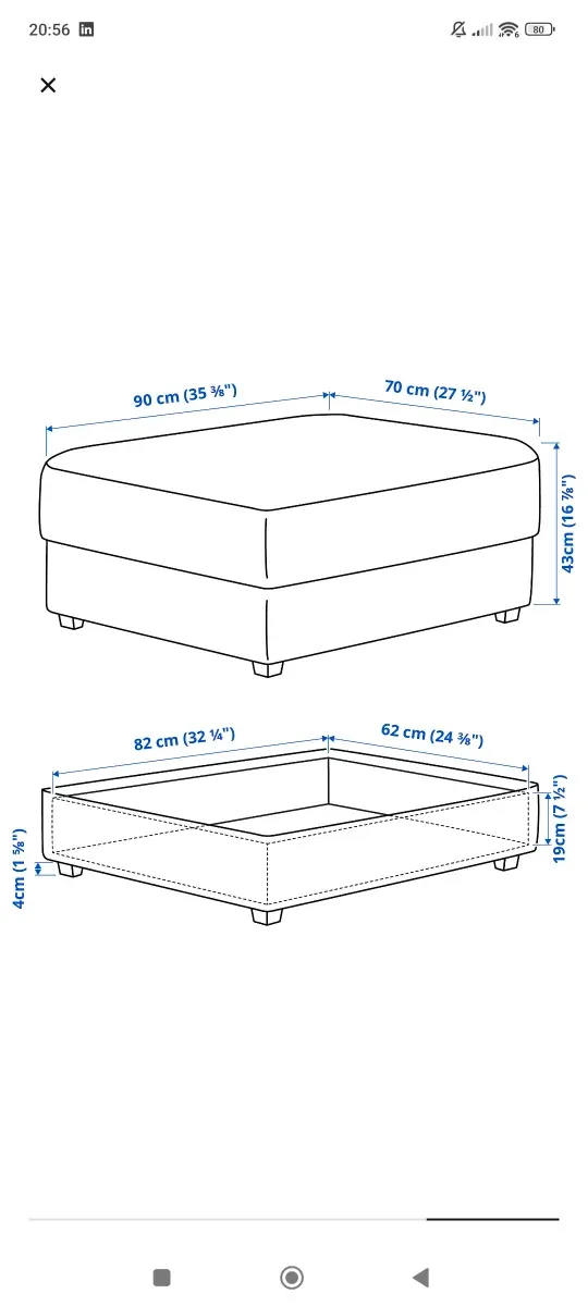 Reposapiés KIVIK IKEA gris con almacenaje