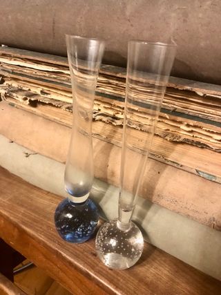 2 vasi da fiore in vetro vintage