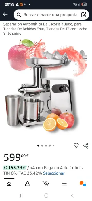 Exprimidor Automático Jugos Frutas Verduras