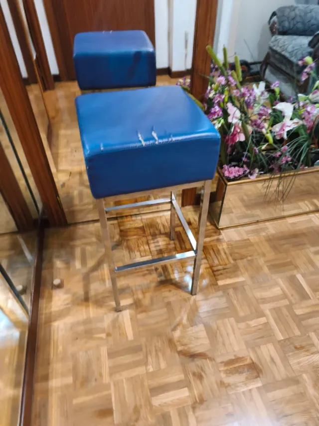 Sedie da bar blu in metallo (6 unità)