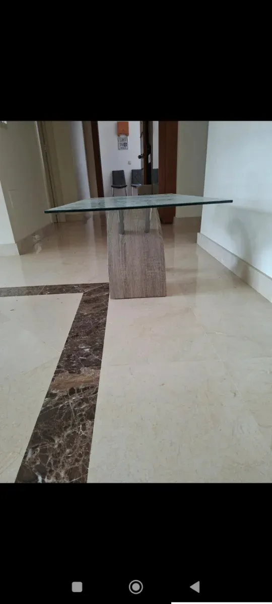 Mesa moderna cristal metal madera