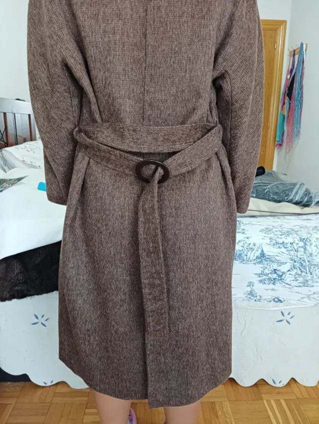 Abrigo lana mujer cuello zorro