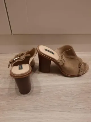Sandalias Mango Tacón Marrón Beige