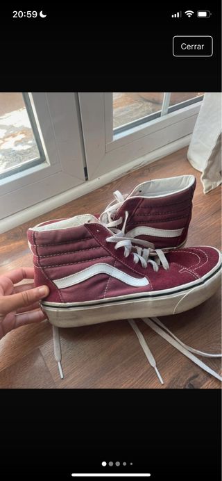 Zapatillas Vans Altas Rojas/burdeos y Blancas
