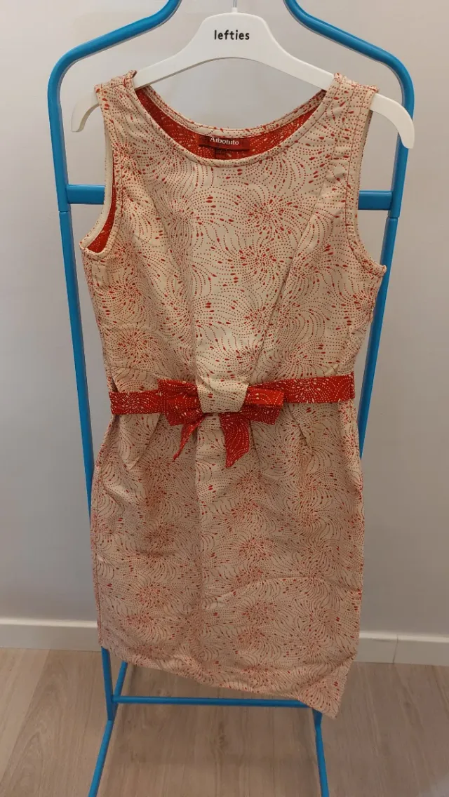 Vestido Albonito Beige y Rojo Talla M