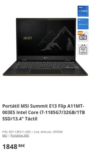 MSI Summit E13 Flip Evo A11MT 32gb i7/11 gen + Pen