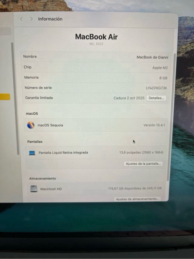 MacBook Air M2 colore midnight BATTERIA 100%