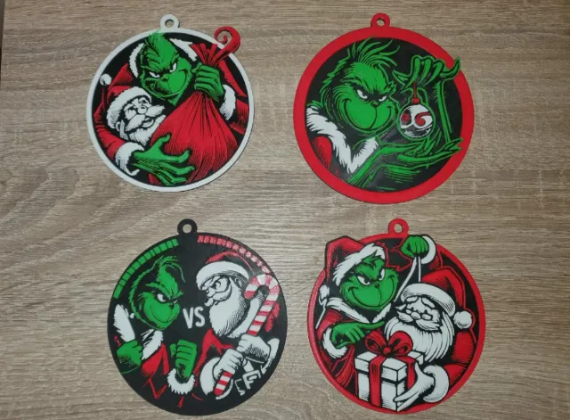 Adornos Grinch para árbol de Navidad (4 unidades)