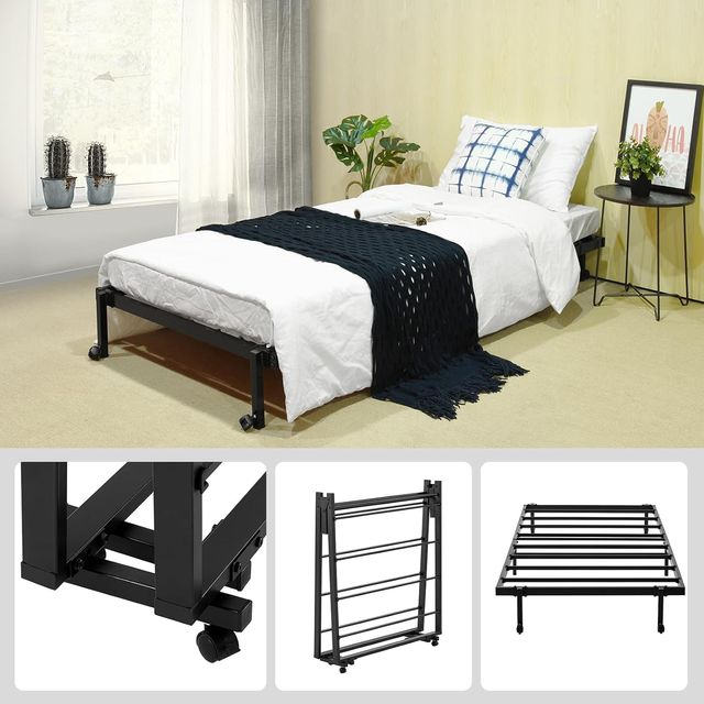 Letto Pieghevole Singolo Nero 90x190