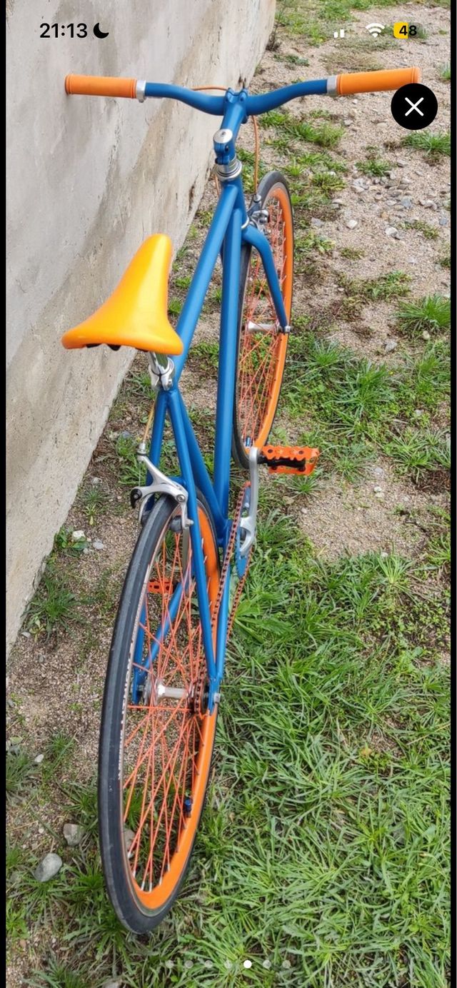 Bicicleta Fixie Azul y Naranja