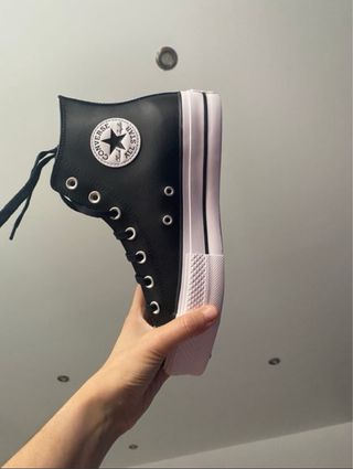Converse plataforma negras mujer