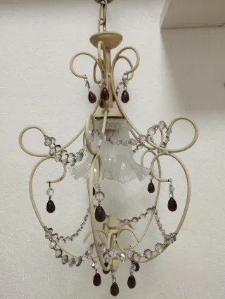 Lampadario a soffitto in vetro e metallo