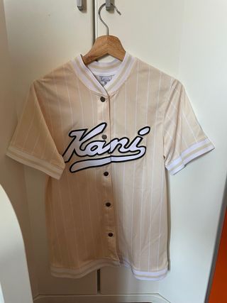 Camiseta Kani rayas beige y blanca