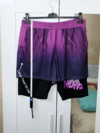 XL Pantalones cortos Anime morado y negro Original