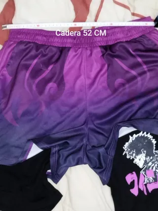XL Pantalones cortos Anime morado y negro Original