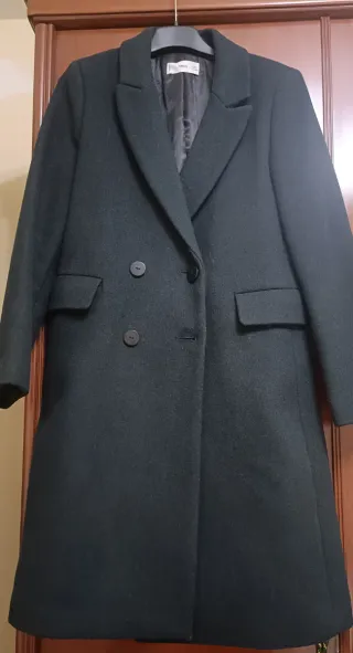 HOY! Abrigo Mango Lana Doble Botonadura Verde bote