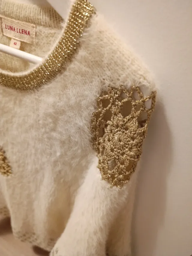 Poncho Luna Lluna Beige Dorado Talla Única