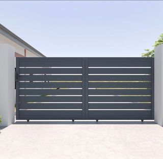 Puerta corredera estilo granero blanca