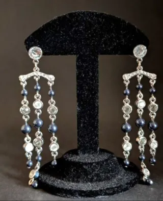 Pendientes Swarovski Originales Azules y Plateados