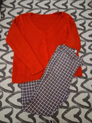 Lote Pantalón Cuadros y Jersey Naranja