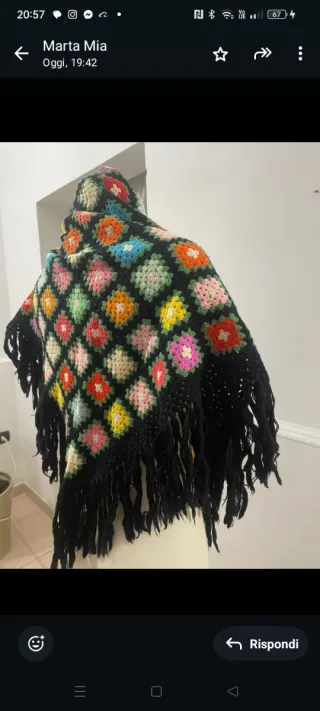 Sciarpa uncinetto vintage multicolore