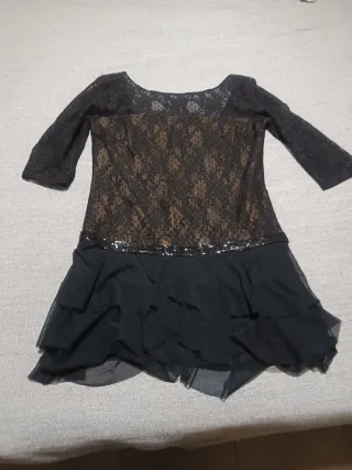 Vestido corto encaje negro y marrón