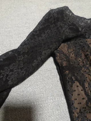 Vestido corto encaje negro y marrón