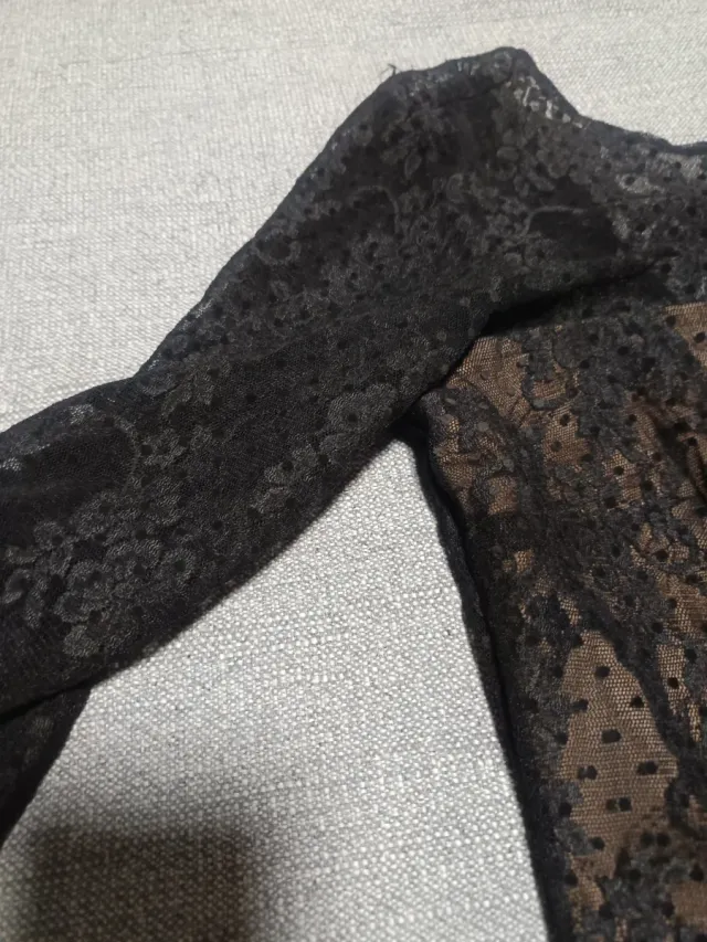 Vestido corto encaje negro y marrón