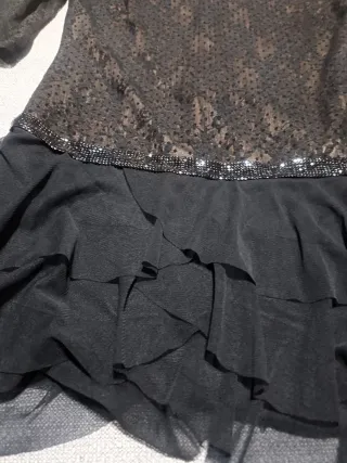 Vestido corto encaje negro y marrón