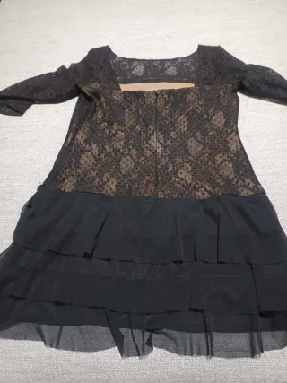 Vestido corto encaje negro y marrón