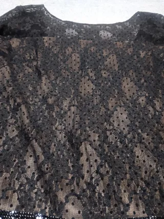 Vestido corto encaje negro y marrón