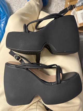 Sandalias de cuña negras mujer talla 33