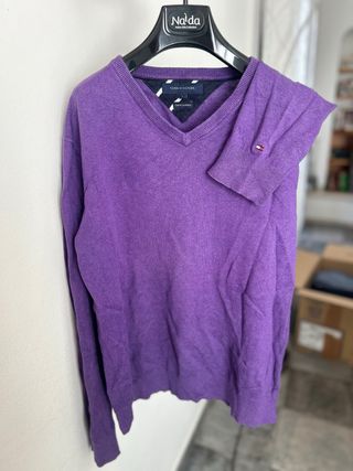 Maglia Tommy Hilfiger V-neck L Viola
