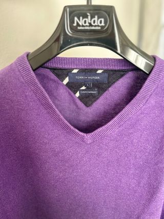 Maglia Tommy Hilfiger V-neck L Viola