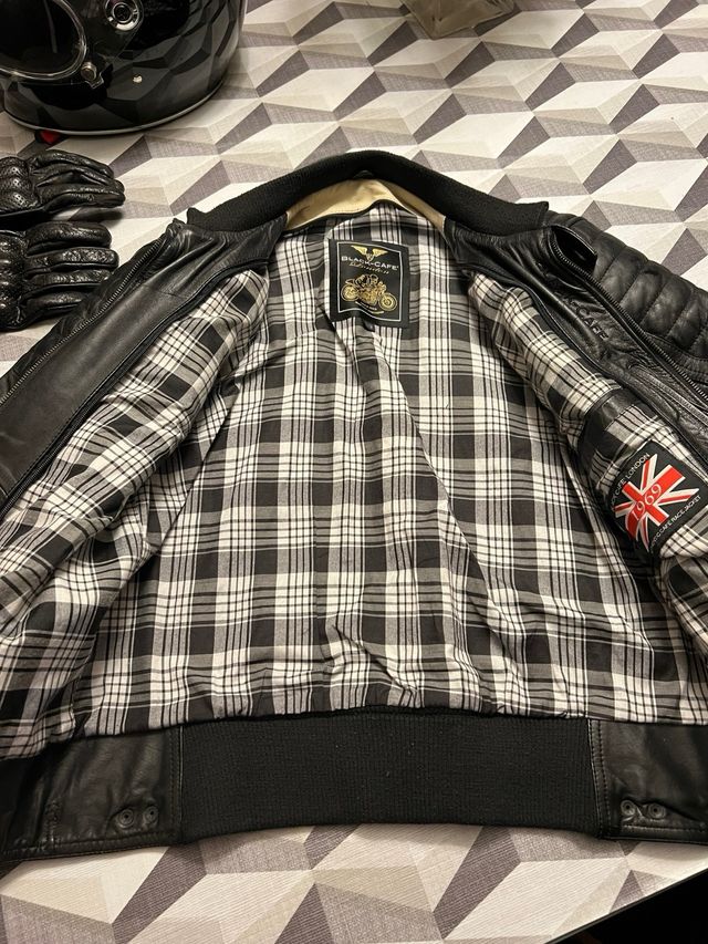 Giubbotto Cafe London in pelle nero