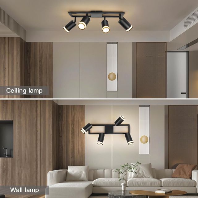 Plafoniera LED a 4 luci GU10 nero