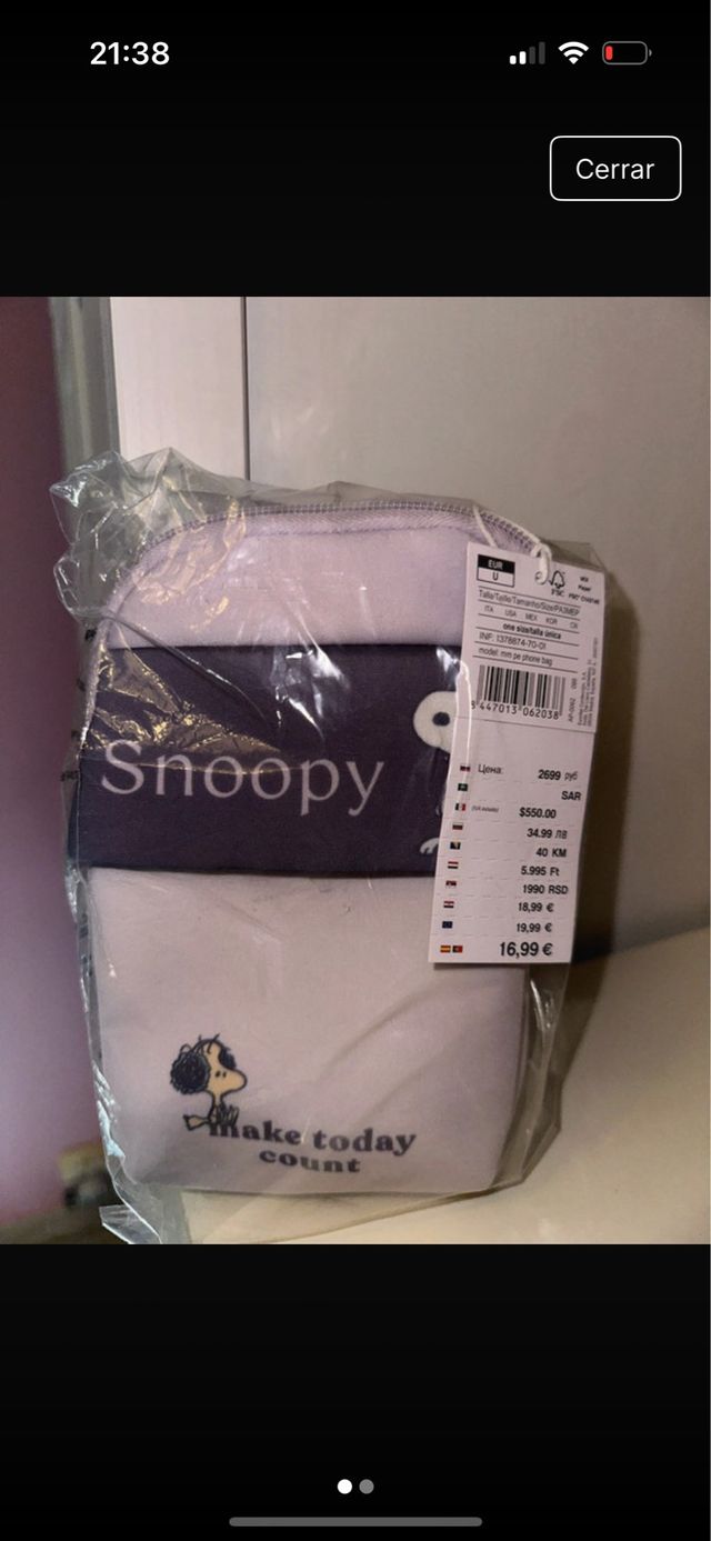 Bolso bandolera Snoopy