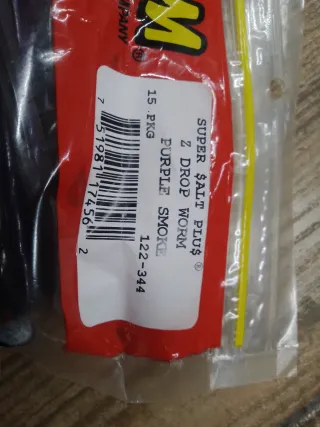 Zoom Super Salt Plus Z Drop Worm Purple Smoke