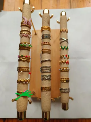 Lote de anillos acero detalles color mujer