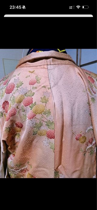 Haori Kimono seda antiguo salomon pink naranja