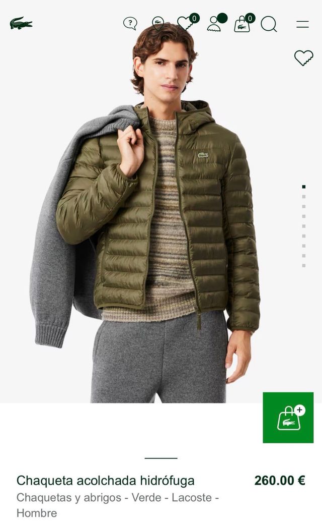 Chaqueta acolchada Lacoste verde