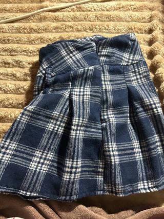 Falda Mini Cuadros Azul y Blanco