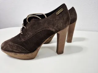 Zapatos Tacón Blucher Ante Marrón PEPE JEANS