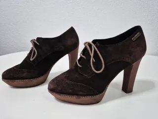 Zapatos Tacón Blucher Ante Marrón PEPE JEANS