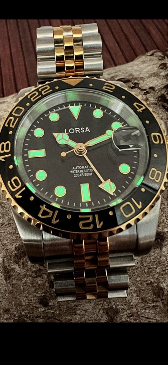 Reloj automático Lorsa GMT,movimiento Seiko NH34A