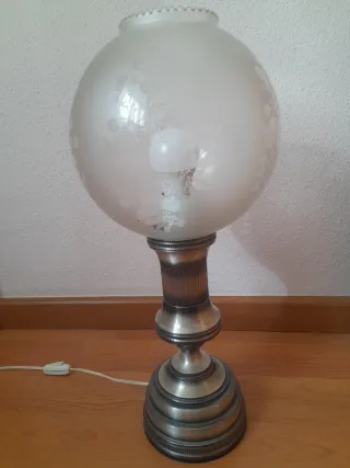 Lámpara Antigua Cristal de Mesa