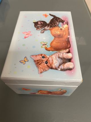 Joyero musical con gatos y mariposas