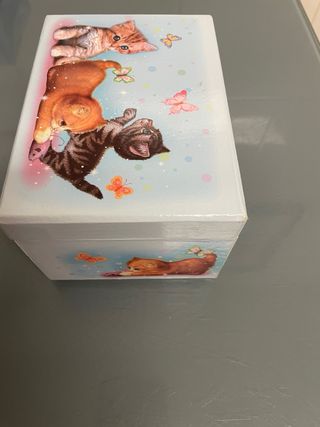 Joyero musical con gatos y mariposas