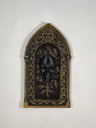 Arte de Parede Gótico Caveira Dourada